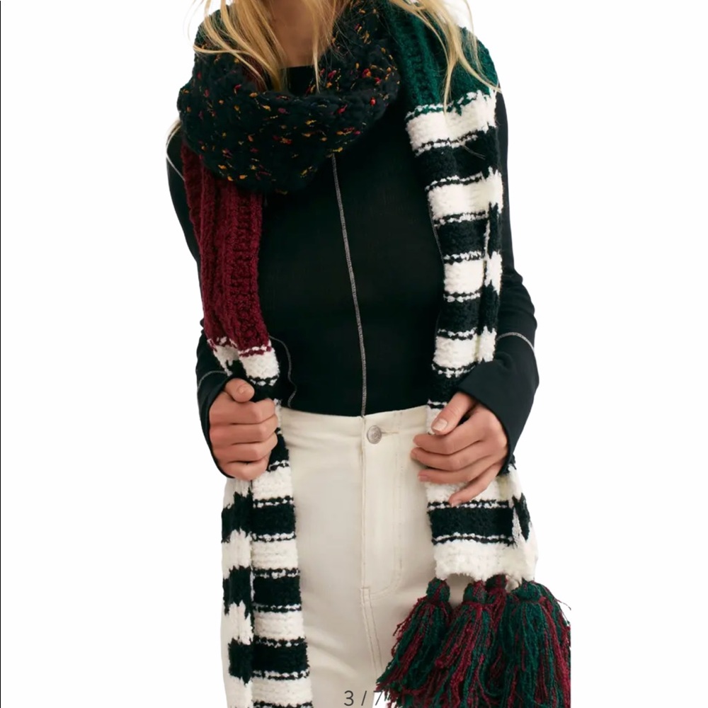 Free People Nova Stripe Tassel Scarf Oversized Chunky - Picture 2 of 3
